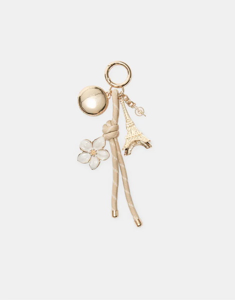  Stradivarius Eiffel Tower And Macarons Charm Keyring In Brown 