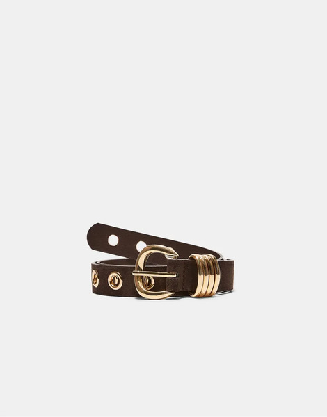 Stradivarius Eyelet Belt In Brown 