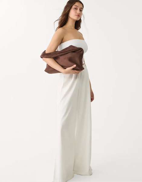  Stradivarius Faux Suede Shoulder Bag In Brown 
