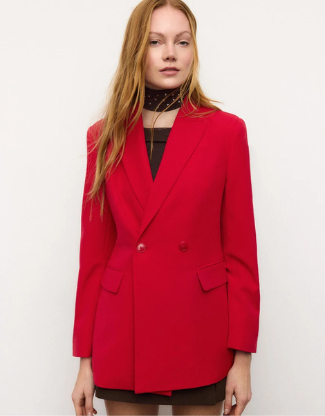  Stradivarius Fitted Blazer In Red 