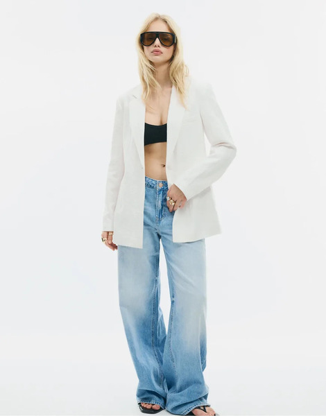  Stradivarius Fitted Rustic Blazer In White 