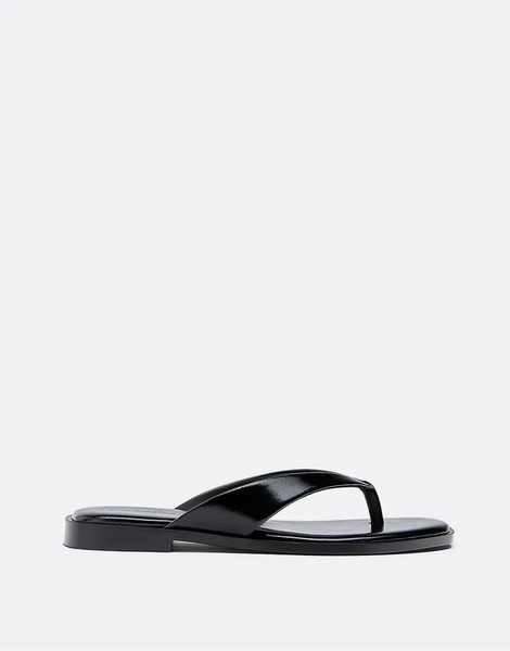  Stradivarius Flat Thong Sandals In Black 