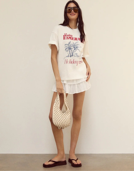  Stradivarius Flowing Skort With Ruffles In White 