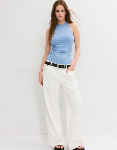  Stradivarius Halterneck Bodysuit In Sky Blue 