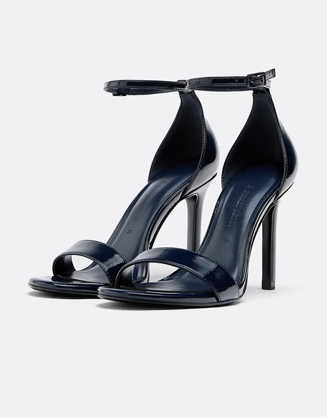  Stradivarius Heeled Strap Sandals In Blue 