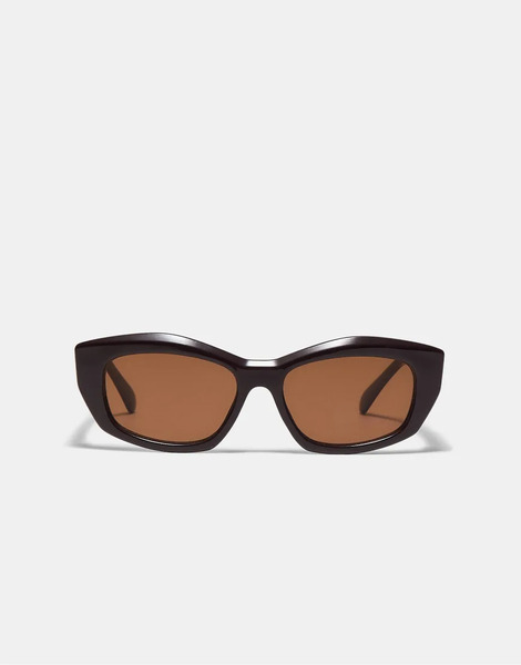  Stradivarius Hexagonal Resin Sunglasses In Brown 