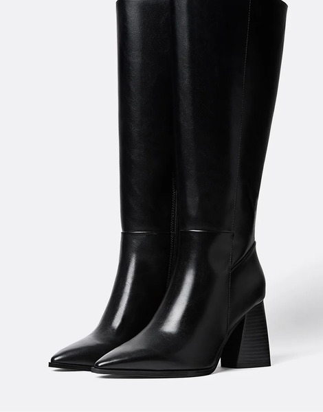  Stradivarius High Heeled Boots In Black 