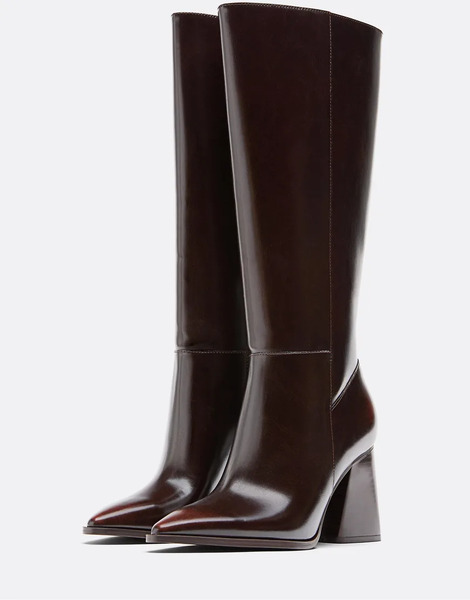  Stradivarius High Heeled Boots In Brown 