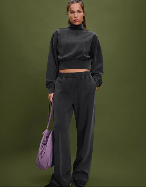  Stradivarius Interlock High Neck Sweatshirt In Dark Grey 