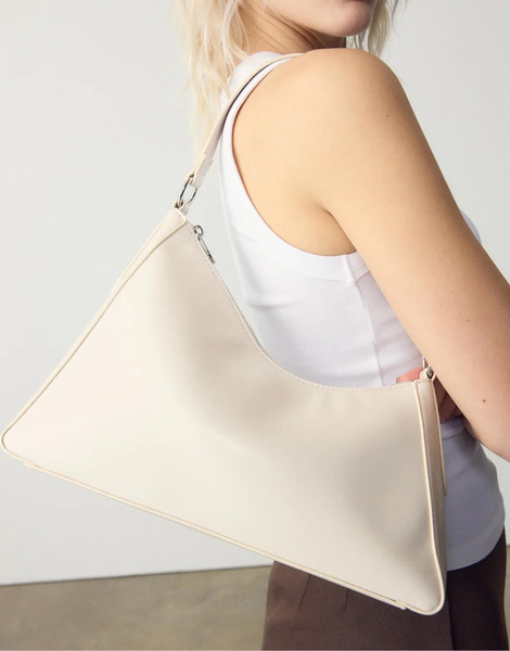  Stradivarius Irregular Shoulder Bag In Ecru White 