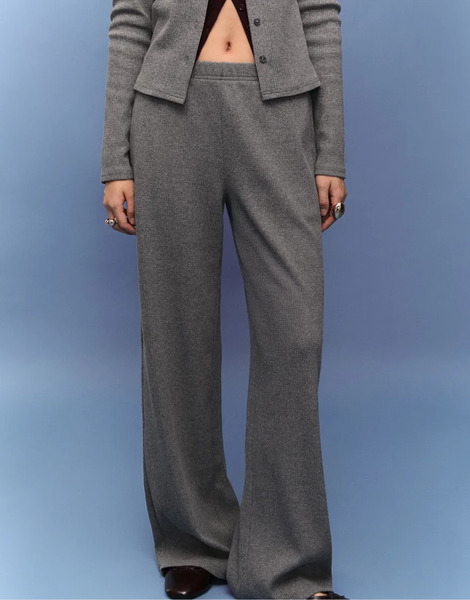  Stradivarius Knit Trousers In Dark Grey 
