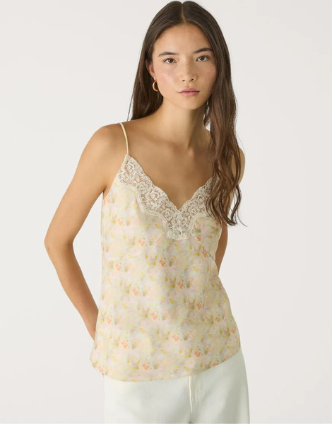  Stradivarius Lace Top In Gold Yellow 