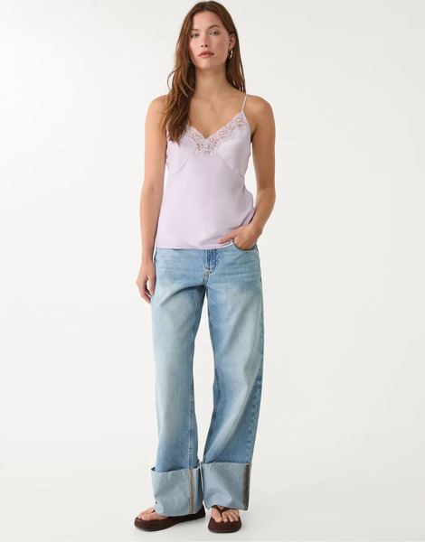  Stradivarius Lace Top In Mauve Purple 