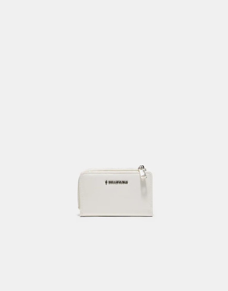  Stradivarius Leather Effect Card Holder In White 