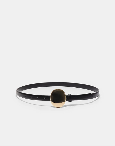  Stradivarius Metal Piece Belt In Gold Yellow 