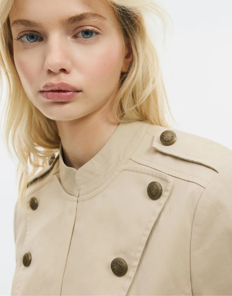 Stradivarius Military Blazer In Beige Neutral 