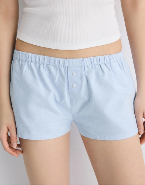  Stradivarius Mini Buttoned Shorts In Sky Blue 