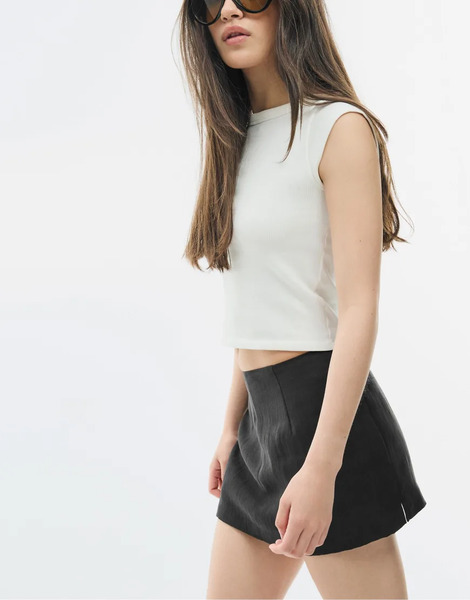  Stradivarius Mini Skort In Black 