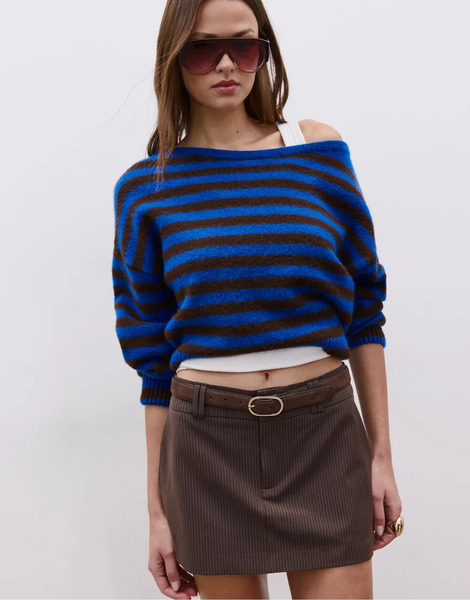  Stradivarius Mini Skort With Belt In Brown 