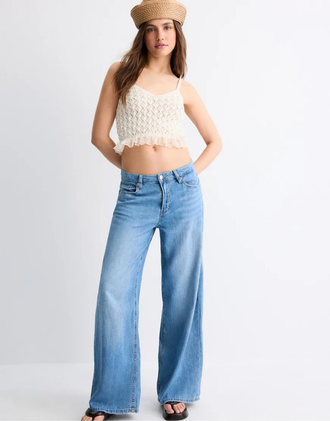  Stradivarius Mixed Knit Top In Vanilla White 