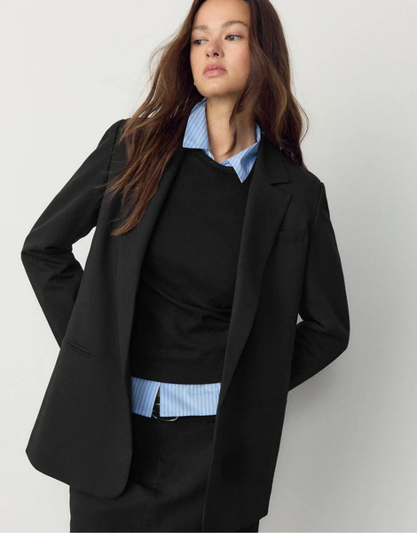  Stradivarius Open Blazer In Black 