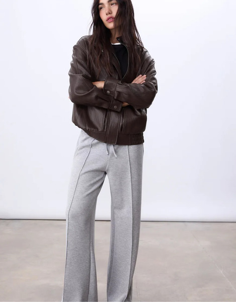  Stradivarius Oversize Faux Leather Jacket In Brown 