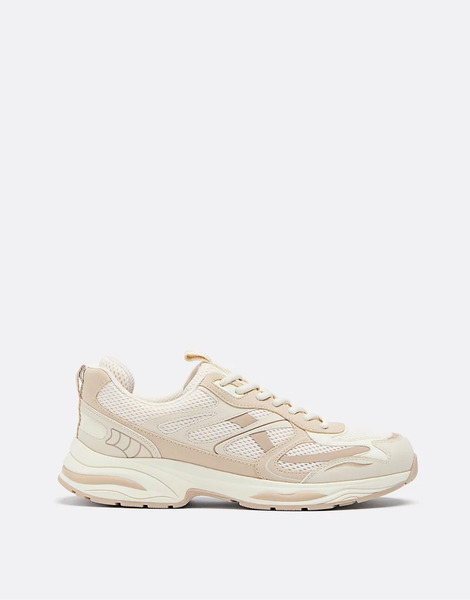  Stradivarius Platform Trainers In Beige Neutral 