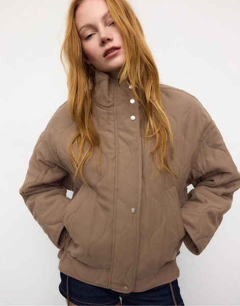 Stradivarius Puffer Jacket In Brown 