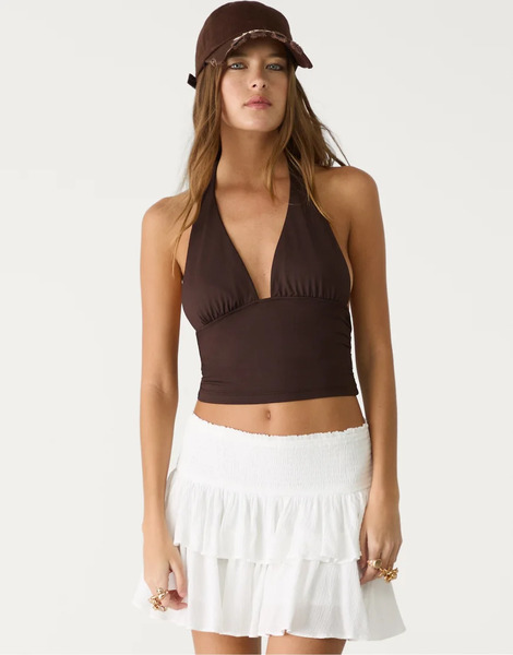  Stradivarius Ruffled Mini Skort In White 