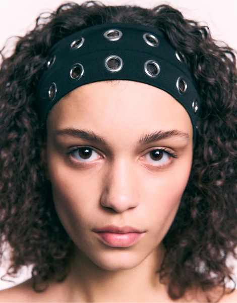  Stradivarius Set Of 2 Headbands With Studs In Black 