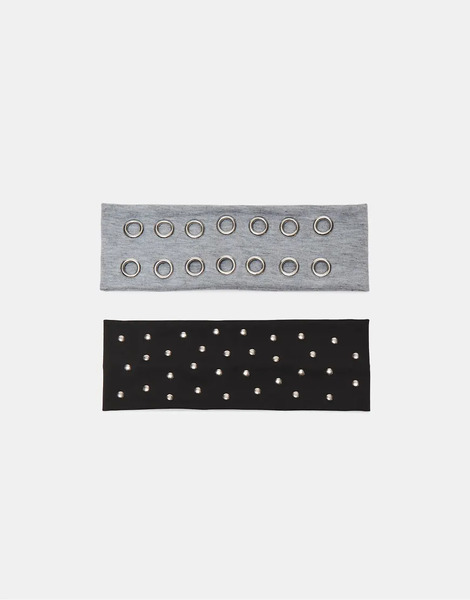  Stradivarius Set Of 2 Headbands With Studs In Grey 