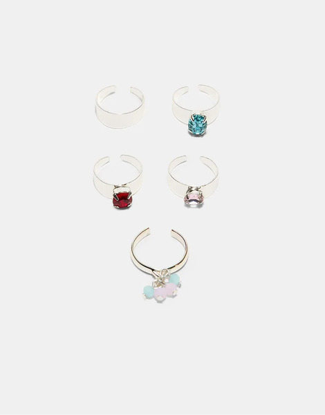 Stradivarius Set Of 5 Toe Rings In Grey 