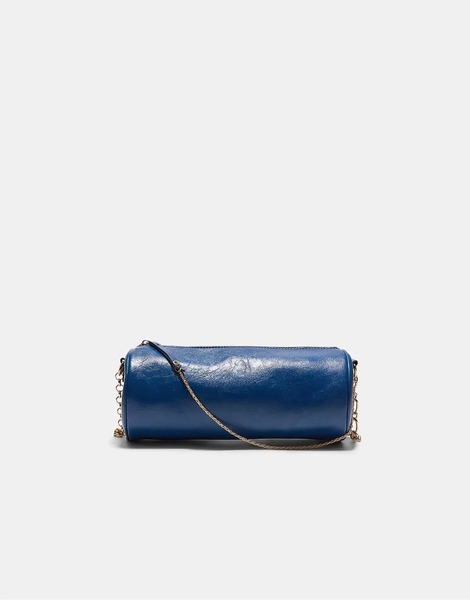  Stradivarius Shoulder Bag With Chain Handle In Blue 