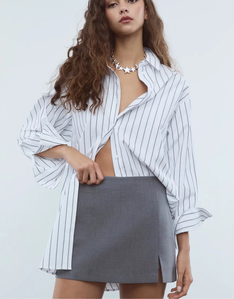  Stradivarius Skort With Side Slit In Dark Grey 