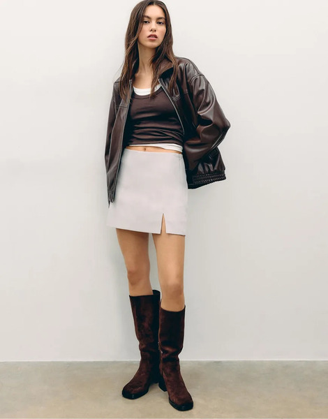  Stradivarius Skort With Side Split In Ice White 