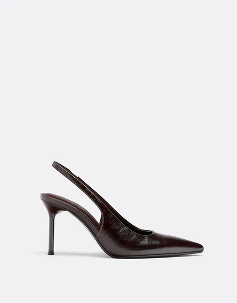  Stradivarius Slingback Heeled Shoes In Brown 