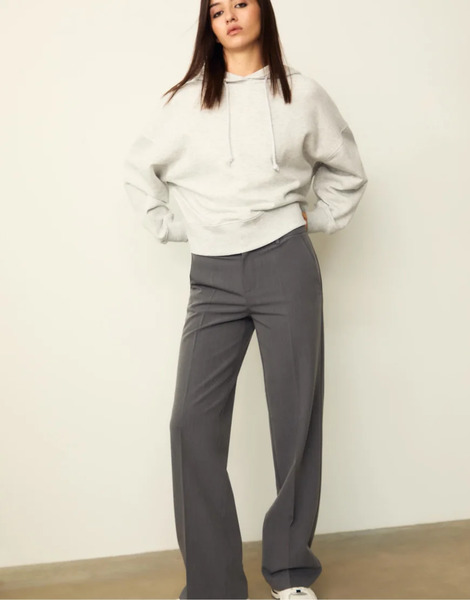  Stradivarius Smart Trousers With Pockets In Dark Grey 