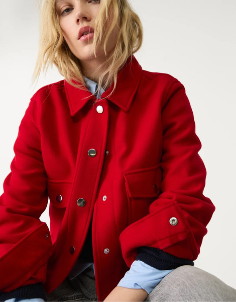  Stradivarius Soft Short Jacket In Red 