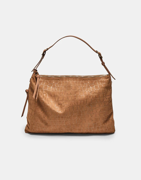 Stradivarius Soft Touch Shoulder Bag With Zips In Brown 