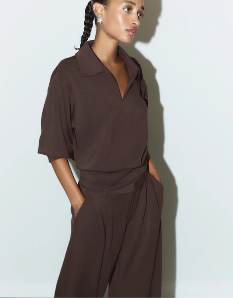  Stradivarius Soft Touch Smart Trousers In Brown 