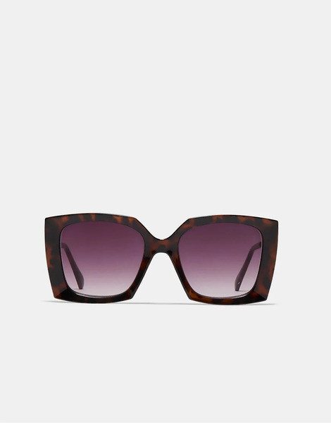  Stradivarius Square Resin Sunglasses In Brown 