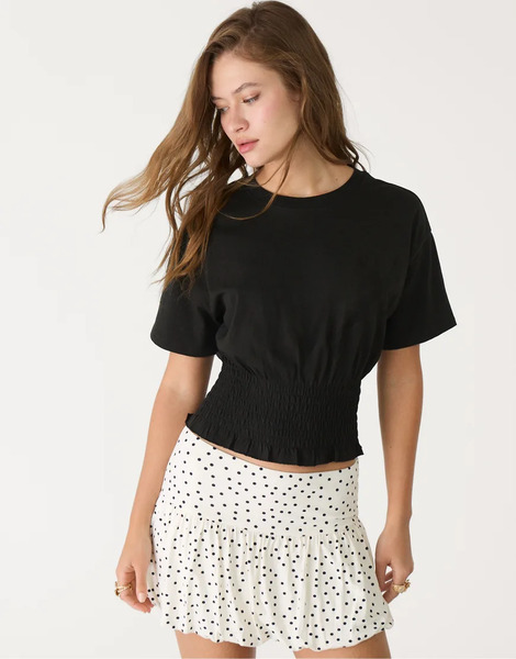  Stradivarius T Shirt With Gathered Top In Black 