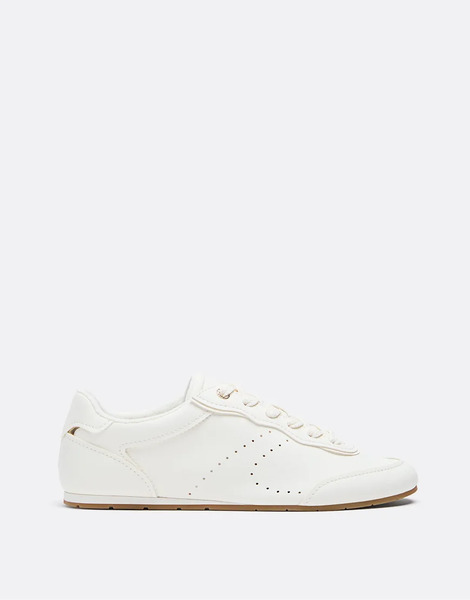  Stradivarius Thin Sole Trainers In White 