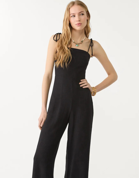  Stradivarius Tie Strap Jumpsuit In Black 