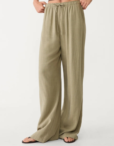  Stradivarius Trousers With Linen In Khaki Green 