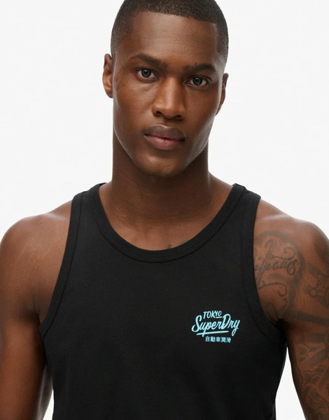  Superdry Contrast Script Vest In Black 