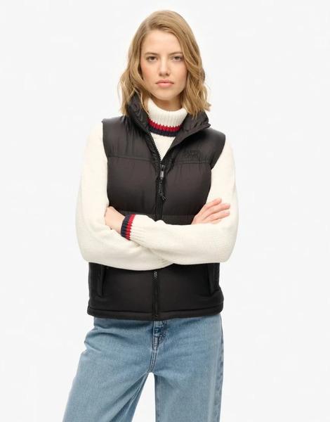 Superdry Tech Padded Gilet In Black/black 