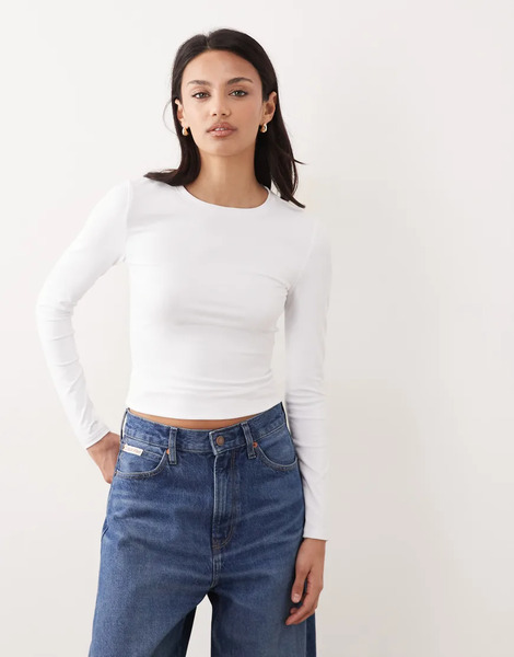  Supre Sleek Miley Long Sleeve Top In White 