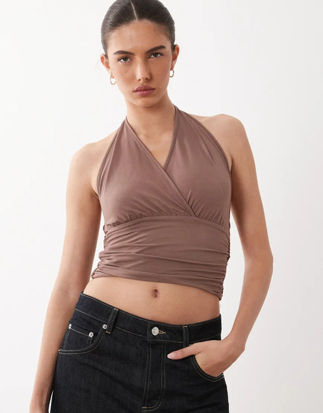  Supre Soft Chiara Halter Top In Frappe Brown 
