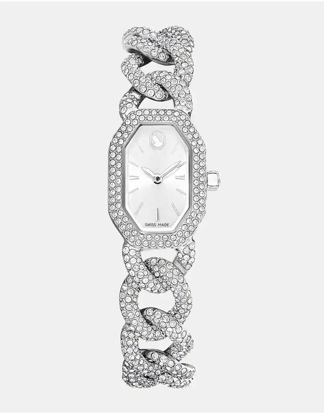  Swarovski Dextera Chain Watch, Swiss Made, Crystal Bracelet, Silver Tone, Stainless Steel In Silver Tone 